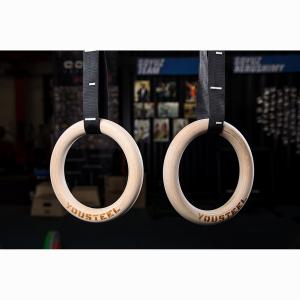 Купить Кольца гимнастические 32 мм черные стропы в Рошале 